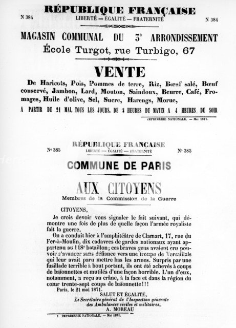 Vente, from French Political posters of the Paris Commune,  May 1871. Artist: Unknown