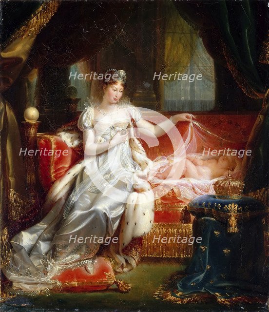 Empress Marie-Louise With the Sleeping King of Rome. Artist: Franque, Joseph-Boniface (1774-1833)