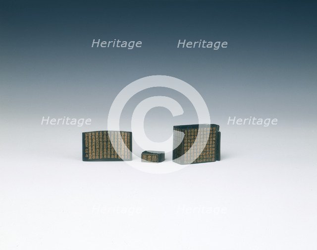 Gold inlaid bronze birdcage fittings, Qing dynasty, China, 19th century. Artist: Unknown