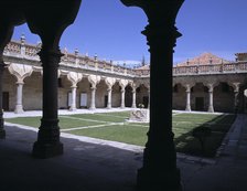 Minor Schools in Salamanca. Courtyard with beautiful arches with baroque balustrade, now they are…