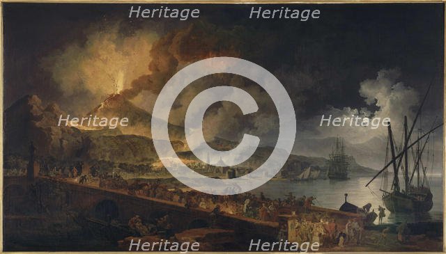 The eruption of Vesuvius seen from Portici , ca 1767. Creator: Volaire, Pierre Jacques (1729-1802).