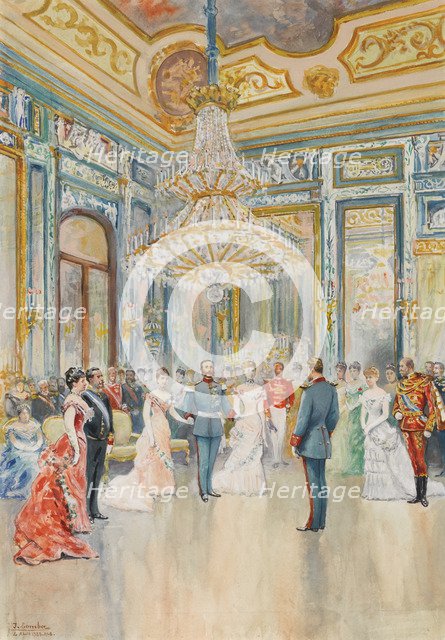 The wedding of prince Ludwig Ferdinand of Bavaria to Infanta Maria de la Paz of Spain on 2 April 188 Artist: Comba y García, Juan (1852-1924)