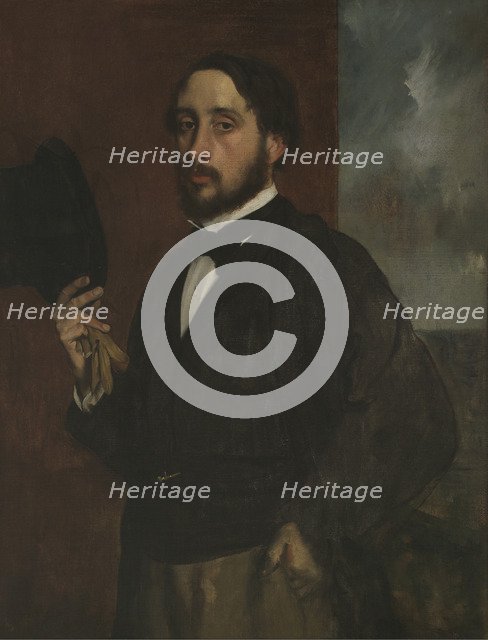 Self-portrait with Raised Hat, ca 1863. Artist: Degas, Edgar (1834-1917)
