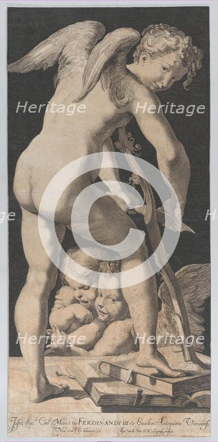 Cupid sharpening his bow, 1645-72. Creator: Franciscus van der Steen.