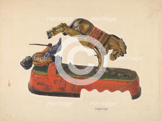 Toy Bank: Figure with Mule, c. 1937. Creator: Chris Makrenos.