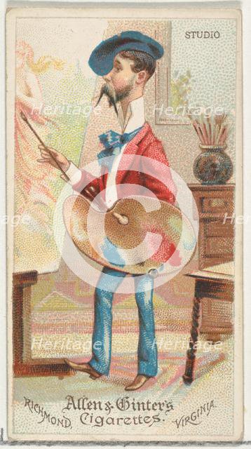 Studio, from World's Dudes series (N31) for Allen & Ginter Cigarettes, 1888. Creator: Allen & Ginter.