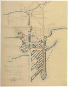 Plate 71 from The Plan of Chicago, 1909: Chicago. Sketch Diagram of Docks Suggested at the... Creator: Daniel Burnham.
