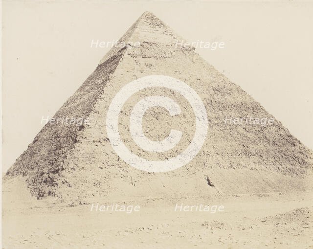Djizeh (Nécropole de Memphis), Pyramide de Chéphren, 1851-52, printed 1853-54. Creator: Félix Teynard.