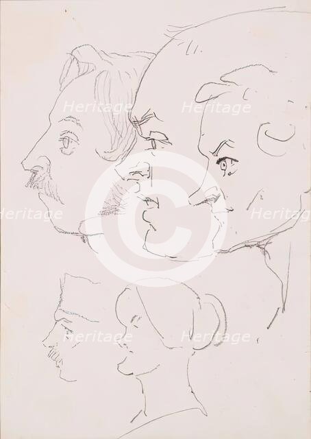 Heads - Caricatures, c1836. Creator: John Phillip.