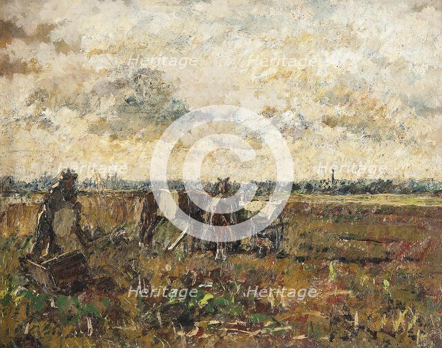 Plain with a Working Farmer. Creator: Karoly Kotasz.