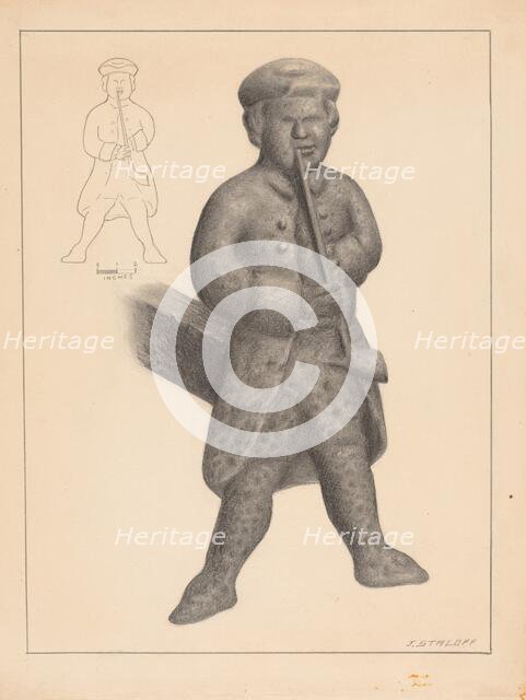 Andiron (one of pair), c. 1936. Creator: Jack Staloff.