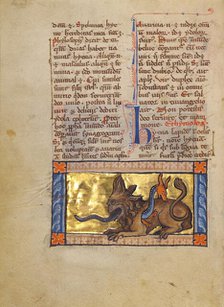 A Crocodile and a Hydrus; Bestiary, about 1270. Creator: Unknown.