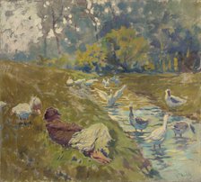 Geese Herder, around 1925. Creator: Gustav Mally.