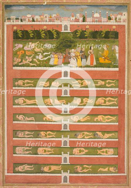 Stenciled Scenes of Lion and Gazelle (verso), c. 1710. Creator: Unknown.