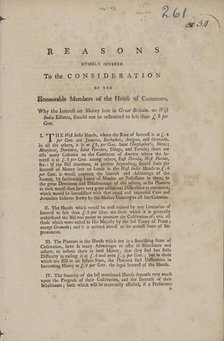 Reasons humbly offered to the consideration of the honourable members of the House..., 1774. Creator: Unknown.