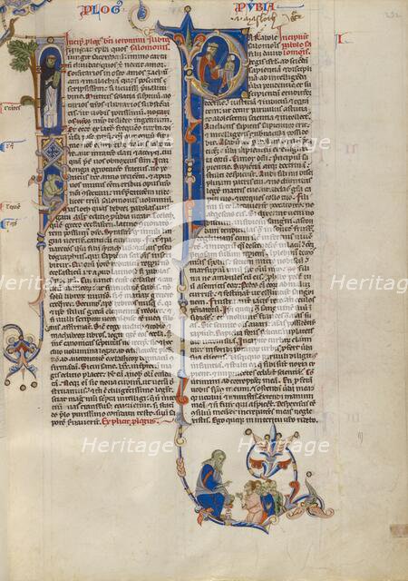 Initial I: Dominican friar with a book: Initial P: Solomon 'Instructing' Pupil..., about 1250-62. Creator: Unknown.