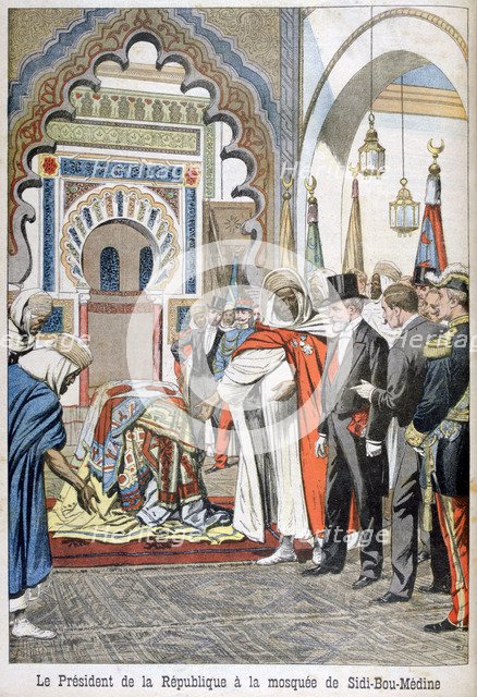 President Loubet visiting the Mosque of Sidi Bou Medine, Tlemcen, Algeria, 1903. Artist: Unknown