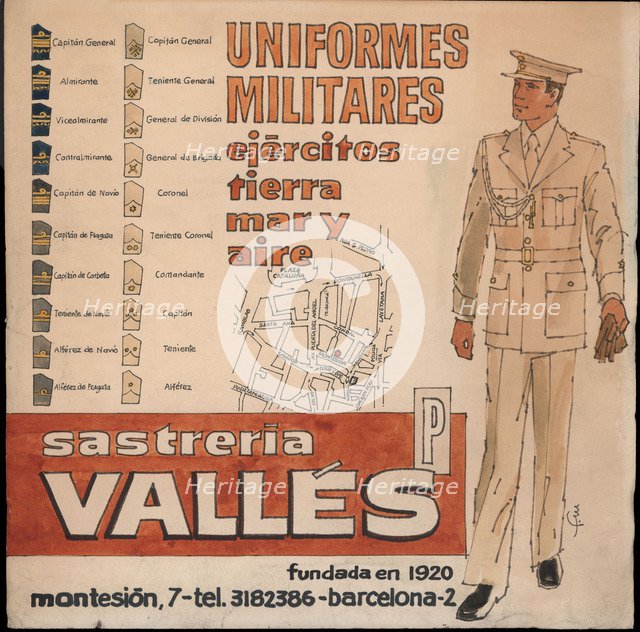 Billboard of Sastrería Vallés (tailoring), Barcelona, 1920s.