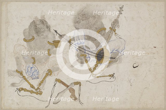 Two demons, fettered, 15th century. Artist: Iranian master  