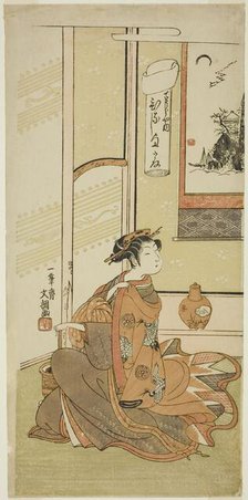 Hinaji of the Chojiya, from the series "Fuji-bumi (Folded Love-letters)", c. 1769/70. Creator: Ippitsusai Buncho.