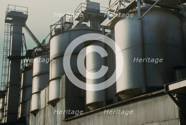 Section of the batch house at a plant...Owens-Corning Fiberglass Corporation, Toledo, Ohio, 1942. Creator: Alfred T Palmer.