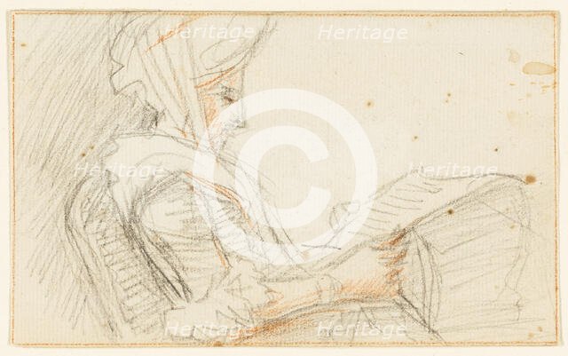 Right Profile of Seated Woman Reading, n.d. Creator: William Hoare.