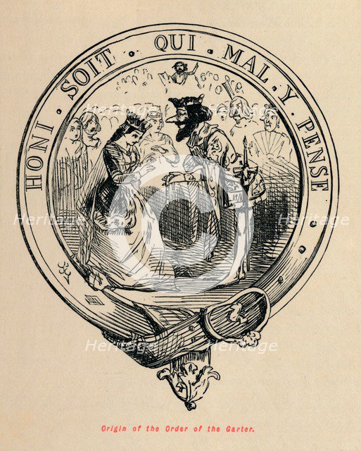 'Origin of the Order of the Garter', c1860, (c1860). Artist: John Leech.
