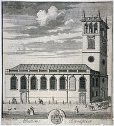 All Hallows Church, Bread Street, London, c1730. Artist: Thomas Bowles