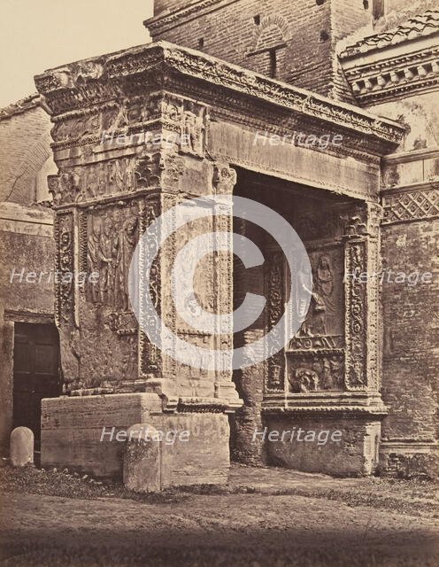 L'arco degli argentari, adossato alla chiesa di San Giorgio al Velabro, 1848-52. Creator: Eugène Constant.