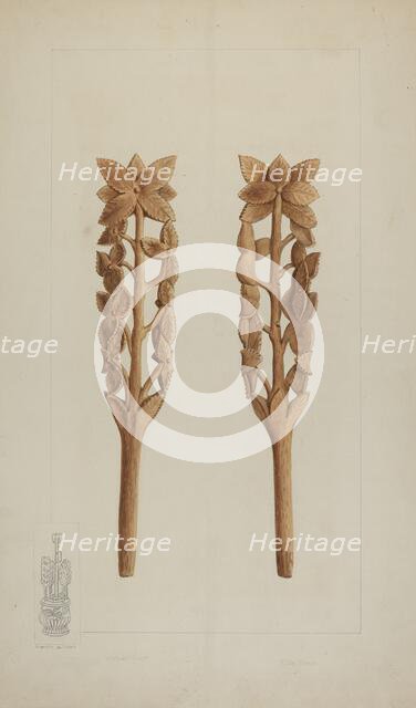 Wood Carving, 1935/1942. Creator: A. R. Tolman.