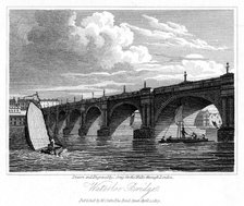 Waterloo Bridge, London, 1817.Artist: J Greig