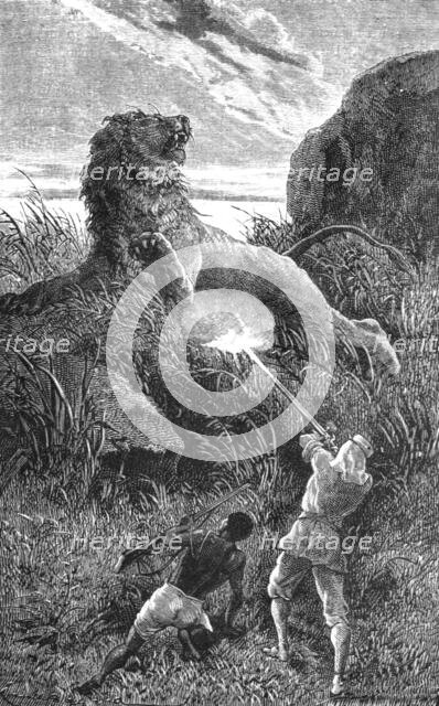 'Shooting a Lion; Life in a South African Colony', 1875. Creator: Unknown.
