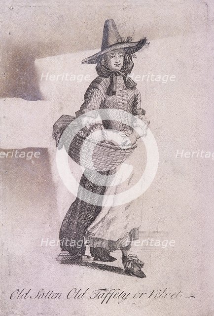 'Old Satten Old Taffety or Velvet', Cries of London, (c1688?). Artist: Anon