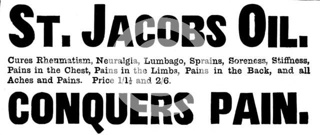 Advertisement for St. Jacobs Oil, 1895. Creator: Unknown.