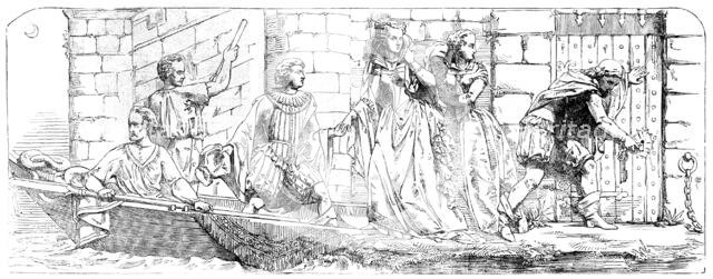 The New Houses of Parliament - Escape of Mary Queen of Scots from Lochleven..., 1854. Creator: Unknown.