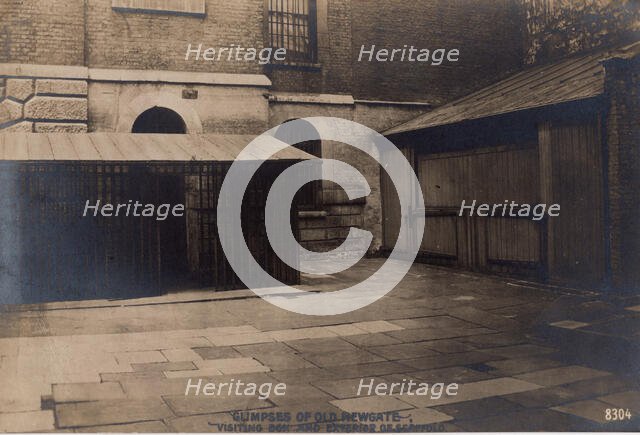 Glimpses of Old Newgate - Visiting Box and Exterior of Scaffold, c1900.  Creator: Rotophot.