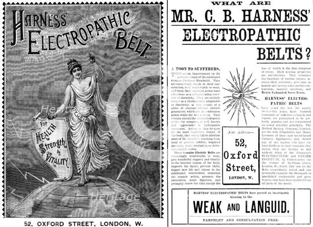 Advertisement for Mr. C. B. Harness’ Electropathic Belts, 1890. Creator: Unknown.