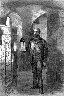 Banknote store in the vaults of the Bank of England, c1870. Artist: Unknown