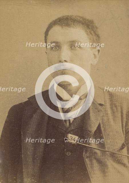 Schouppe. Placide. (dit Ricken, Franz). 31 ans, né à Dickenvenne (Belgique). Mécanicien. Vol., 1889. Creator: Alphonse Bertillon.