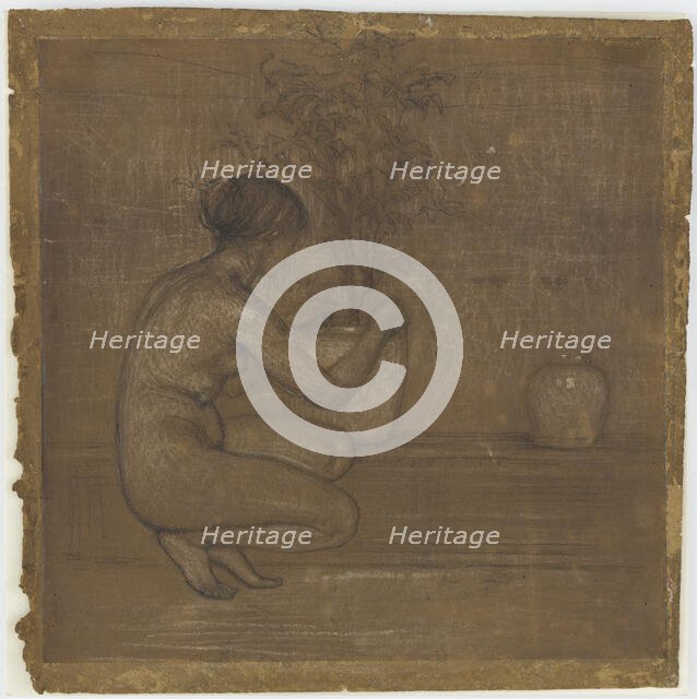 Crouching Figure. Study for The White Symphony: Three Girls, 1869-1870. Creator: James Abbott McNeill Whistler.