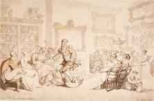 A reception at the dowager Duchess of Portland's, 1703. Artist: Thomas Rowlandson
