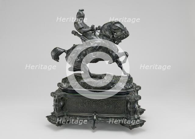 Tartar Warrior Checking His Horse, model 1845, cast by 1873. Creator: Antoine-Louis Barye.