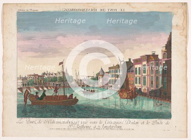 View of the Halvemaansbrug over the Amstel in Amsterdam, 1755-1779. Creator: Johann Friedrich Leizelt.