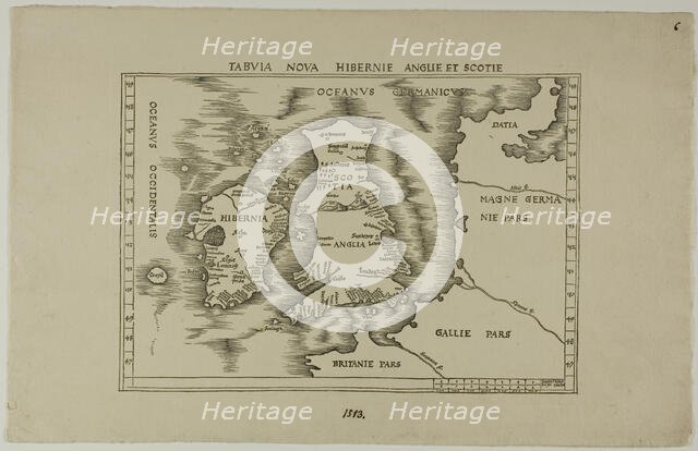 Tabuia Nova Hibernie Anglie et Scotie, 1513, reprinted 1889. Creator: Unknown.