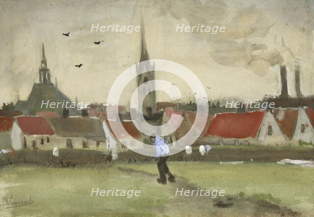 View of The Hague with Nieuwe Kerk, 1882. Creator: Gogh, Vincent, van (1853-1890).