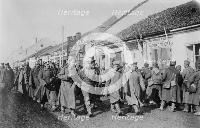 Russian & Servian [i.e., Serbian] prisoners in Servian village, between c1915 and c1920. Creator: Bain News Service.
