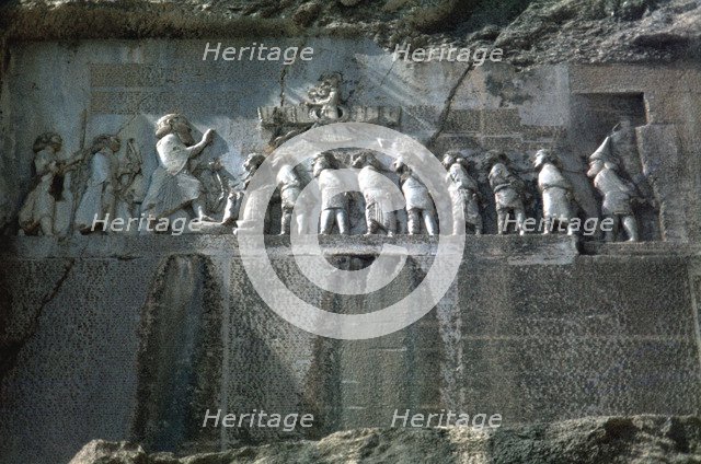 Detail of trilingual relief of Darius, Bisitun, Iran