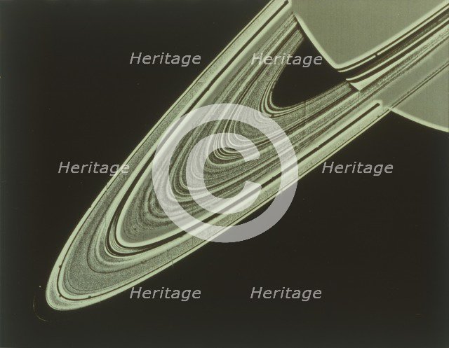 Two-image mosaic of Saturn's Rings, seen from Voyager 1 spacecraft, 1980. Creator: NASA.