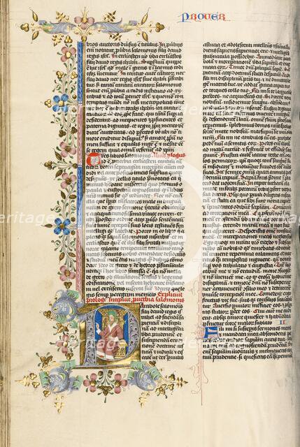 Initial P: Solomon Reading; Bible, about 1450. Creator: Circle of Stefan Lochner.
