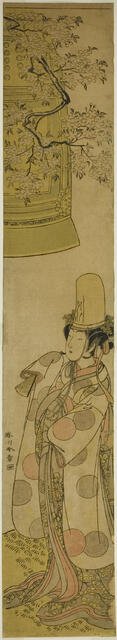 The Actor Segawa Tomisaburo I as Kiyo-hime in the Play Hanagatami Kazaori Eboshi..., c. 1774. Creator: Shunsho.